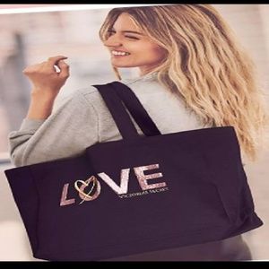 NWT Victoria’s Secret LOVE Canvas Tote Black / Red
